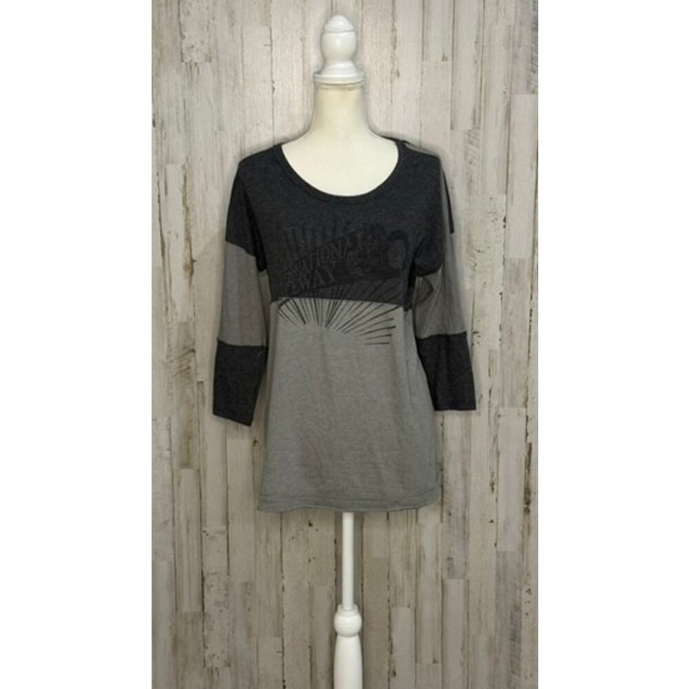 We The Free Women's Gray Colorblock 3/4 Sleeve Blouse Size Small Casual